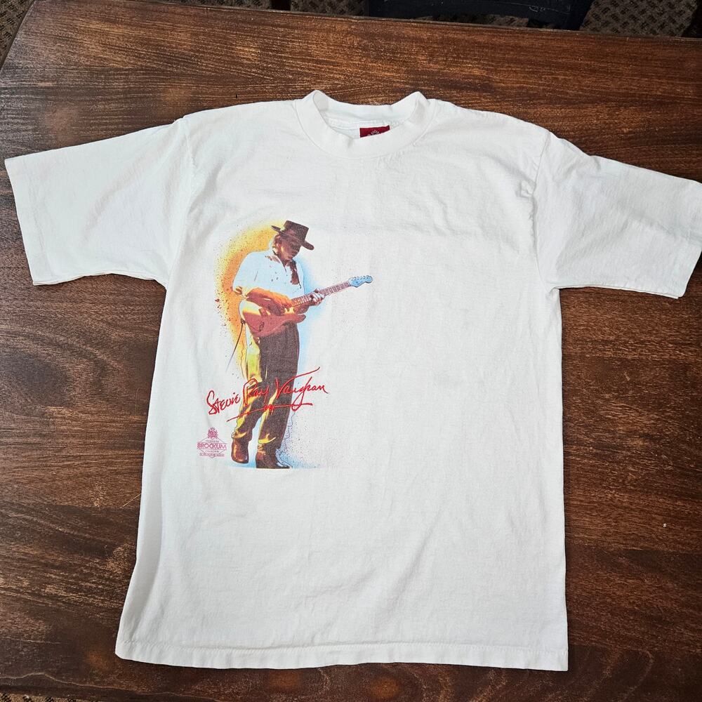 Vtg 1992 Stevie Ray Vaughan Balzout Brockum Shirt L Embroidered Signature - Picture 1 of 8